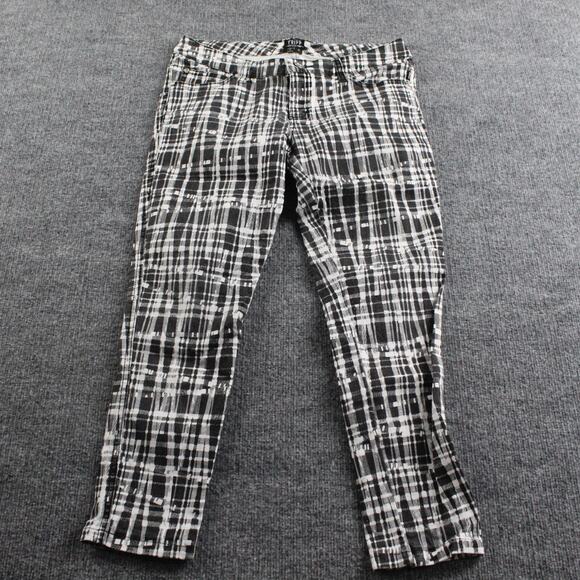 Tripp NYC Jeans Women 9 Plaid Skinny Low Rise Black White Gothic Grunge Emo Y2K - Picture 1 of 12